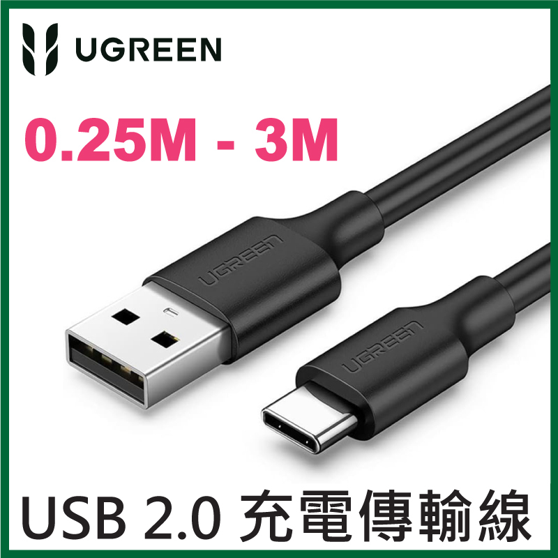 UGREEN Type-C 2.0 快充數據線 (3A快充) 1.5米 3米 US287