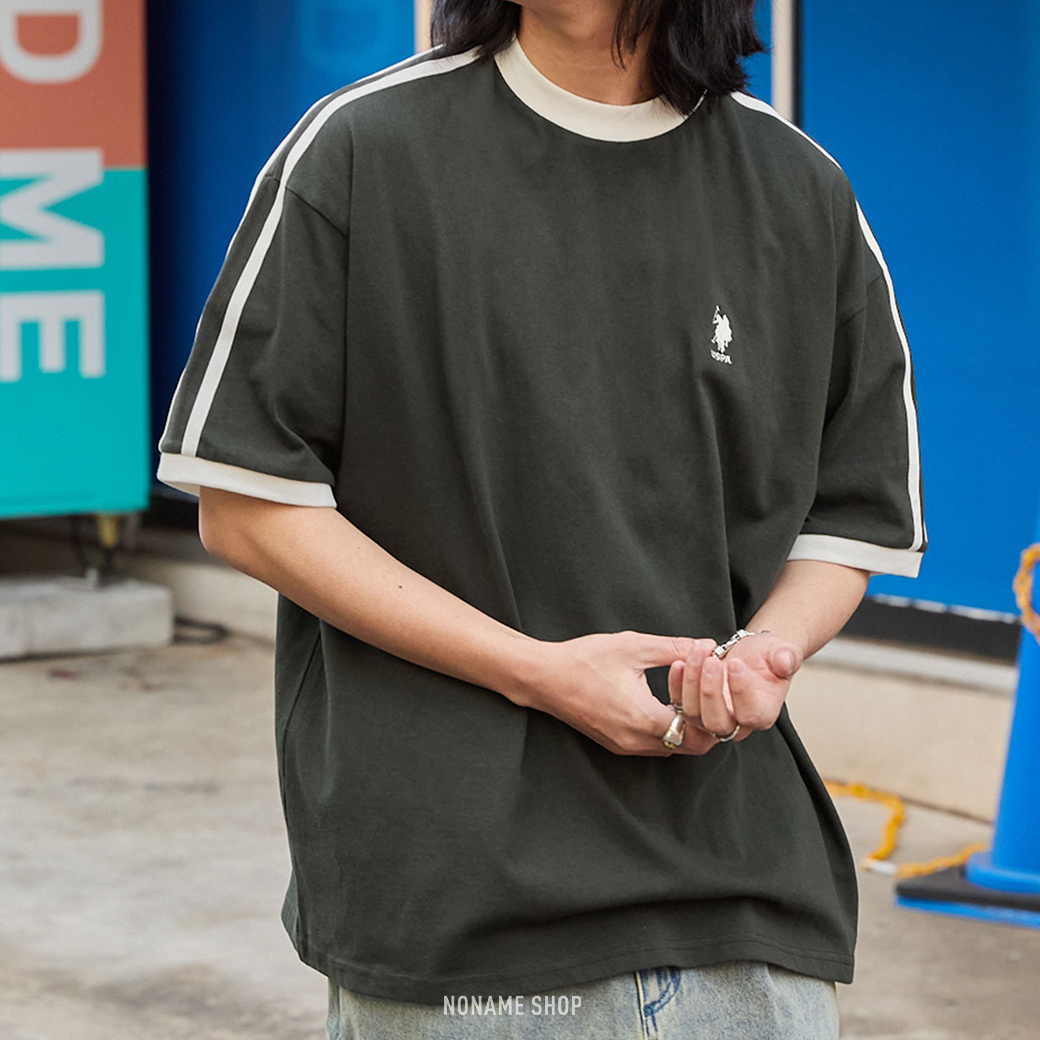 U.S. POLO ASSN. 刺繡 LOGO 側邊 條紋 短袖 五色 (男款)