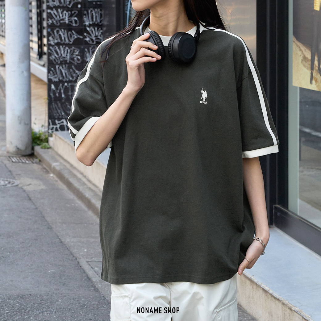 U.S. POLO ASSN. 刺繡 LOGO 側邊 條紋 短袖 五色 (男款)