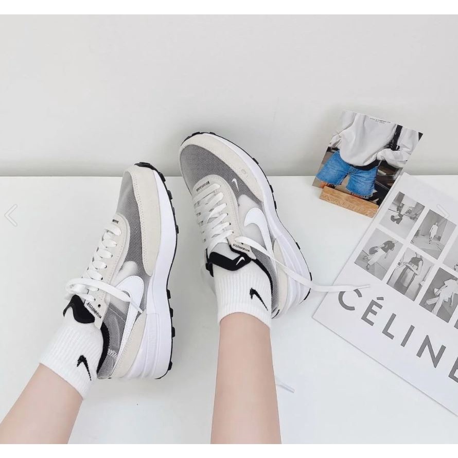 NIKE WAFFLE ONE GS 小SACAI DC0481-100 米白灰 女鞋 運動鞋