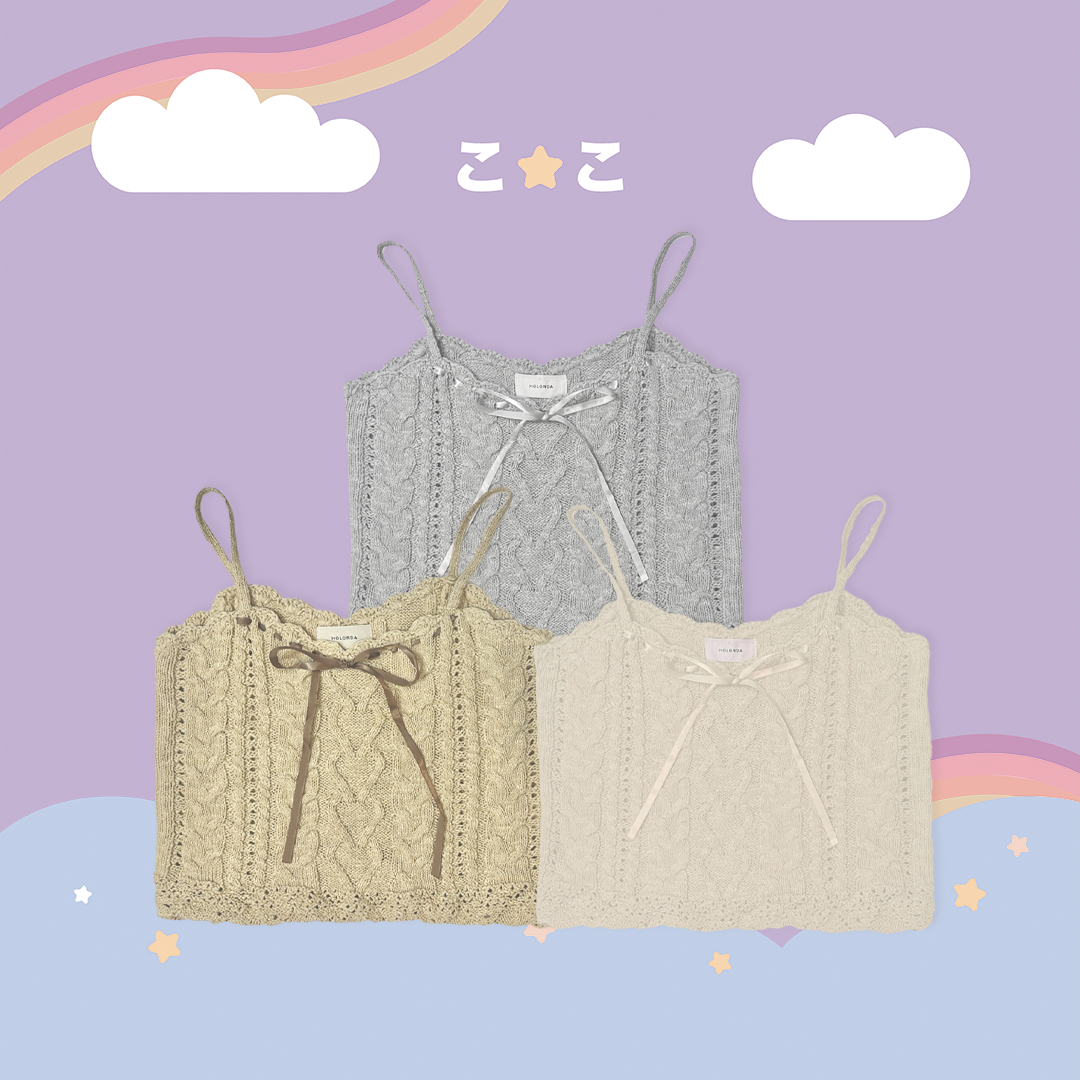 こ♡こ 蝴蝶結麻花針織背心