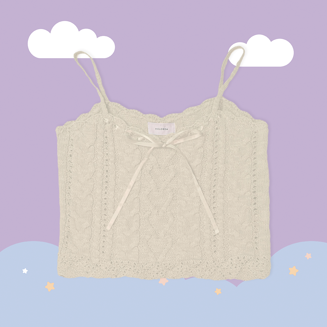 こ♡こ 蝴蝶結麻花針織背心