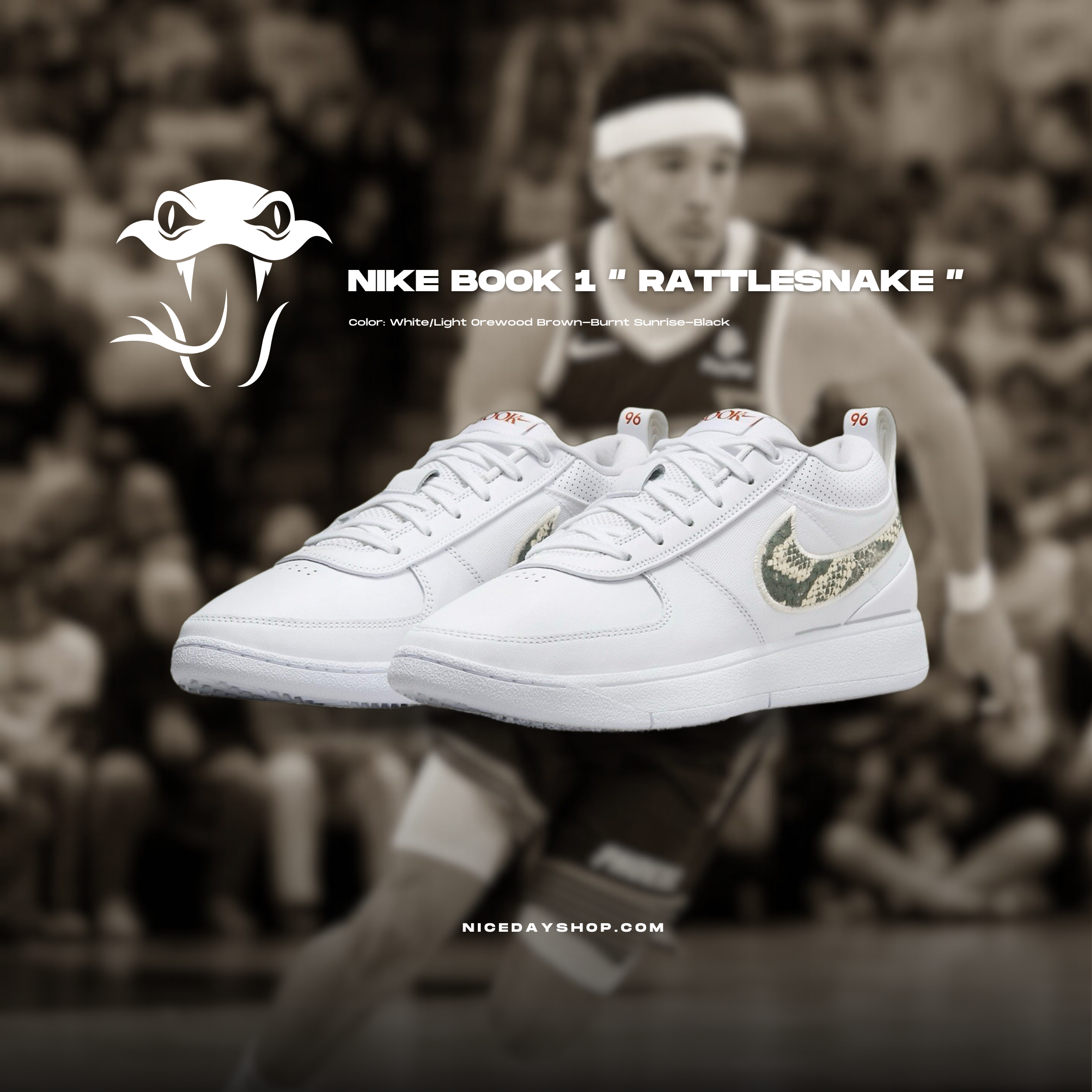 NICEDAY 現貨 Nike Book 1 Rattlesnake 蟒蛇 布克 蛇紋 籃球鞋 男款