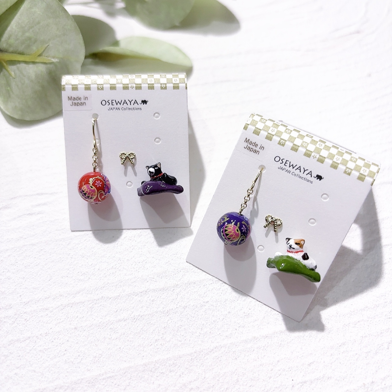 懶洋洋貓咪耳環