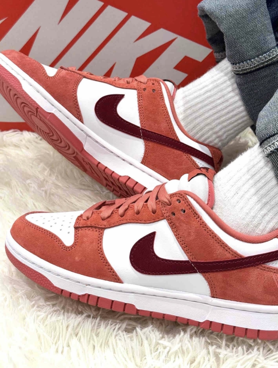 Nike Dunk Low 草莓紅絲絨 紅色 女款 皮革 FQ7056-100/預購