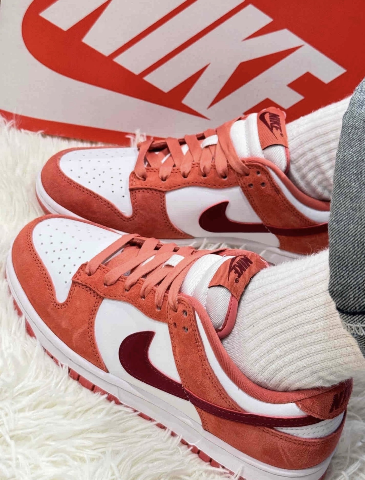 Nike Dunk Low 草莓紅絲絨 紅色 女款 皮革 FQ7056-100/預購