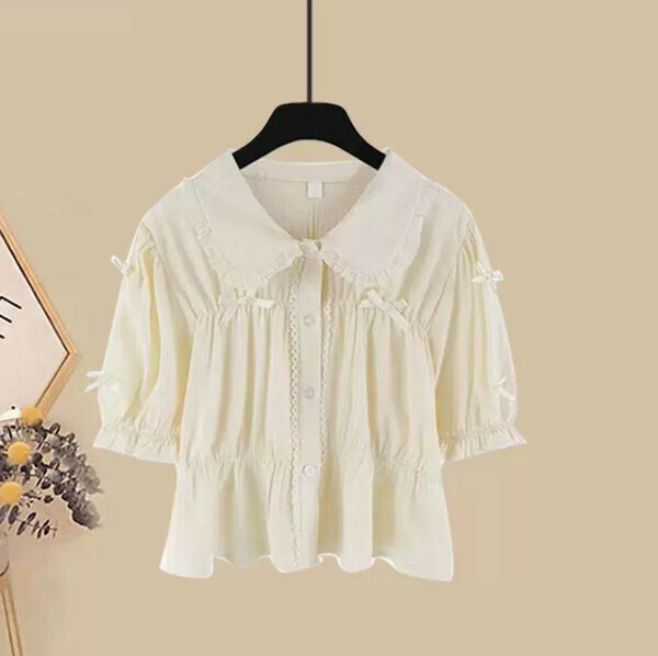 Gentle milk short sleeve top#Single piece (apricot) (M-4XL) (contact customer service to confirm size after placing an order) 