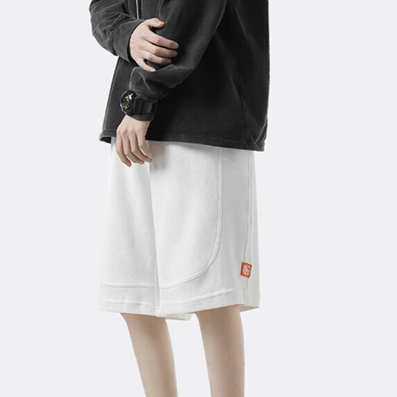 Wide-legged shorts men's summer (white [size M_2XL] (contact customer service to confirm the shipping size after placing an order)