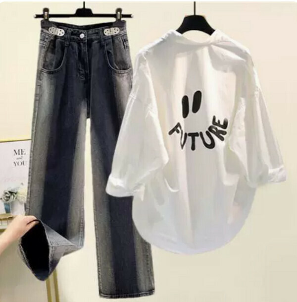 High Waist Black & Grey Jeans#Single Piece (Black) (M-4XL) (Contact customer service to confirm size after placing an order) 