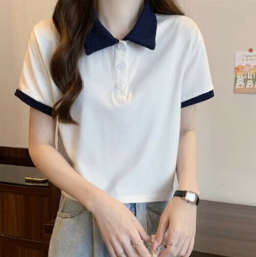 POLO NECK WOMEN'S T-SHIRT (WHITE ONE-SIZE-FITS-ALL)