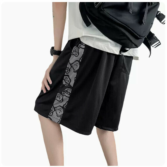 Cashew Flower Sports Shorts Men's Summer (Black [M_5XL Size] (Contact customer service to confirm the shipping size after placing an order)