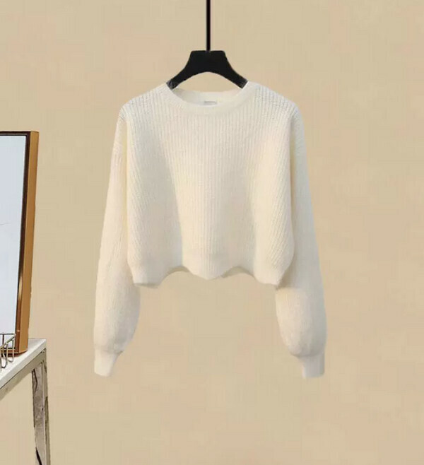 新款短款毛衣#單件(白色)(M-4XL碼) (下單後聯系客服確認尺碼) 