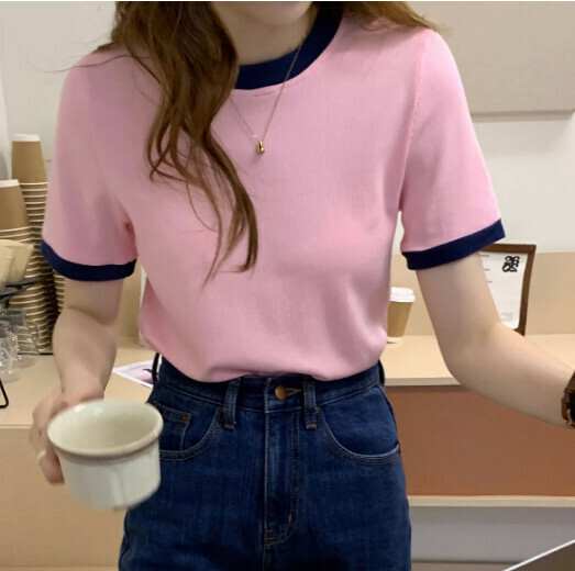 Slim Short Sleeve T-Shirt (Pink One-size-fits-all)