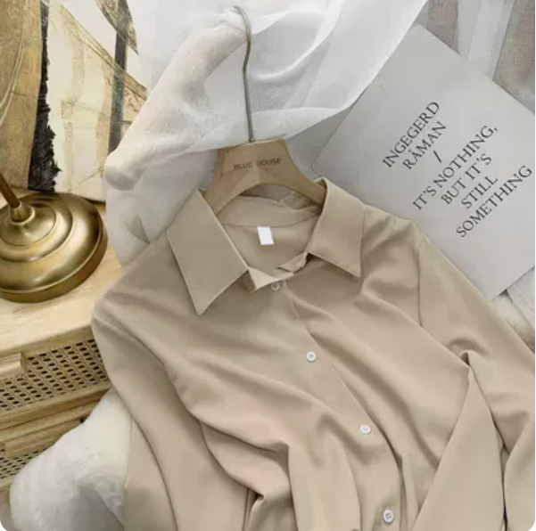 Loose drape casual shirt (apricot size: S-3XL) (please contact customer service to confirm the shipping size after placing an order)