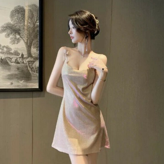 Hot selling cross backless suspender dress [light pink] [size S-L] (please contact customer service to confirm the delivery size after placing the order)