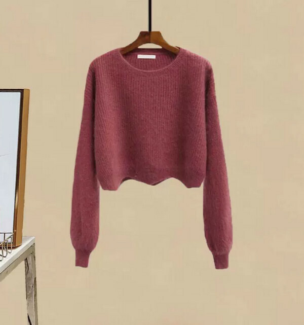 新款短款毛衣#單件(紅色)(M-4XL碼) (下單後聯系客服確認尺碼) 