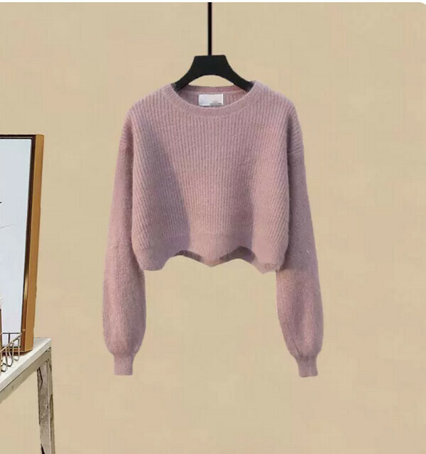 新款短款毛衣#單件(粉色)(M-4XL碼) (下單後聯系客服確認尺碼) 