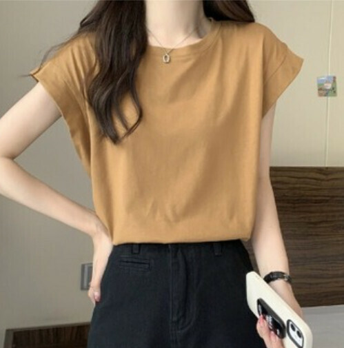 Sleeveless Women's T-Shirt (Khaki Size)