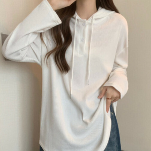 Hooded Long Sleeve Women's T-Shirt (White One-size-fits-all)