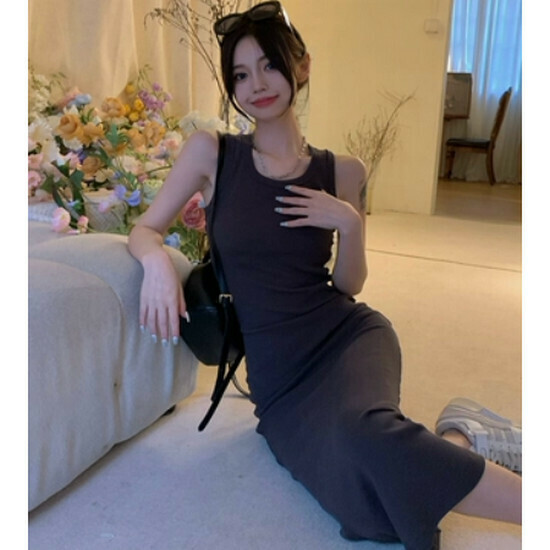 Hot Selling Vest Cover Hip Dress [Ink Gray] [One Size Fits All]