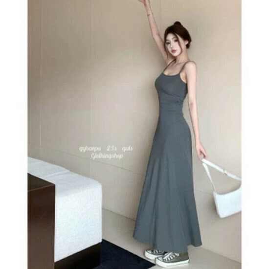 Hot selling elastic suspender dress [dark gray] [one size fits all]