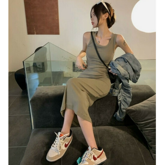 Hot Selling Vest Cover Hip Dress [Bean Green] [One Size Fits All]
