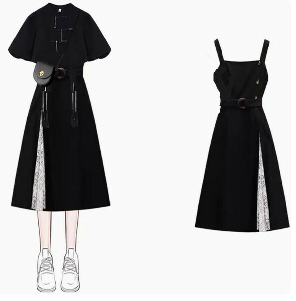 Strappy Dress#Single Piece (Black) (M-4XL) (Contact customer service to confirm size after placing an order) 