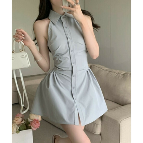 Hot selling polo collar shirt dress [grey] [size S-L] (please contact customer service to confirm the delivery size after placing the order)