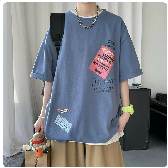 T-shirt man (blue [size S_4XL] (contact customer service to confirm the shipping size after placing an order))