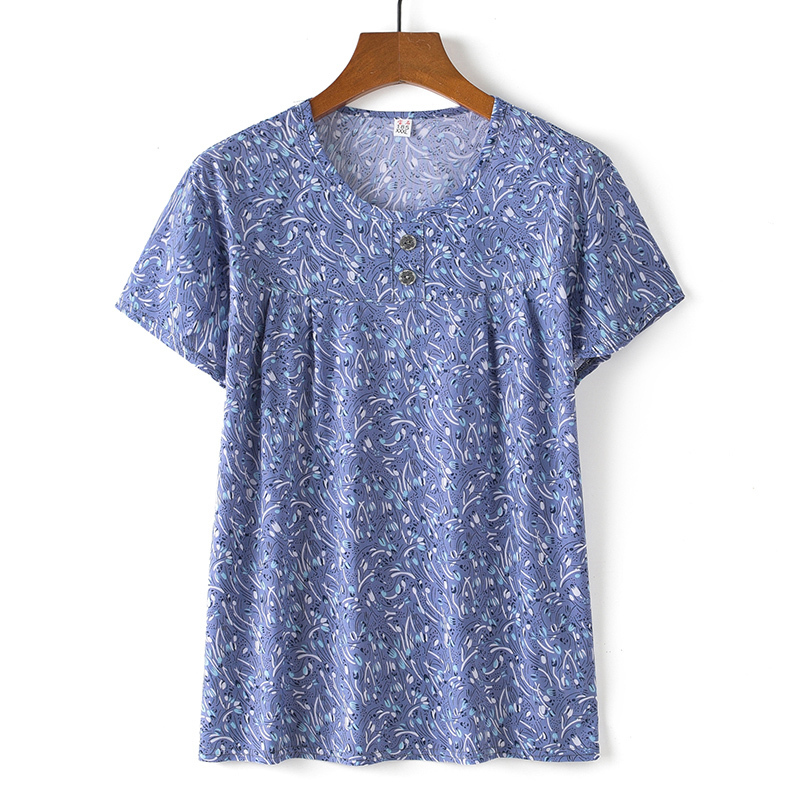 Middle-aged and elderly short-sleeved cotton silk thin shirt (2XL-4XL size 2 color (top)) [After placing an order, please contact customer service to confirm the shipping size]