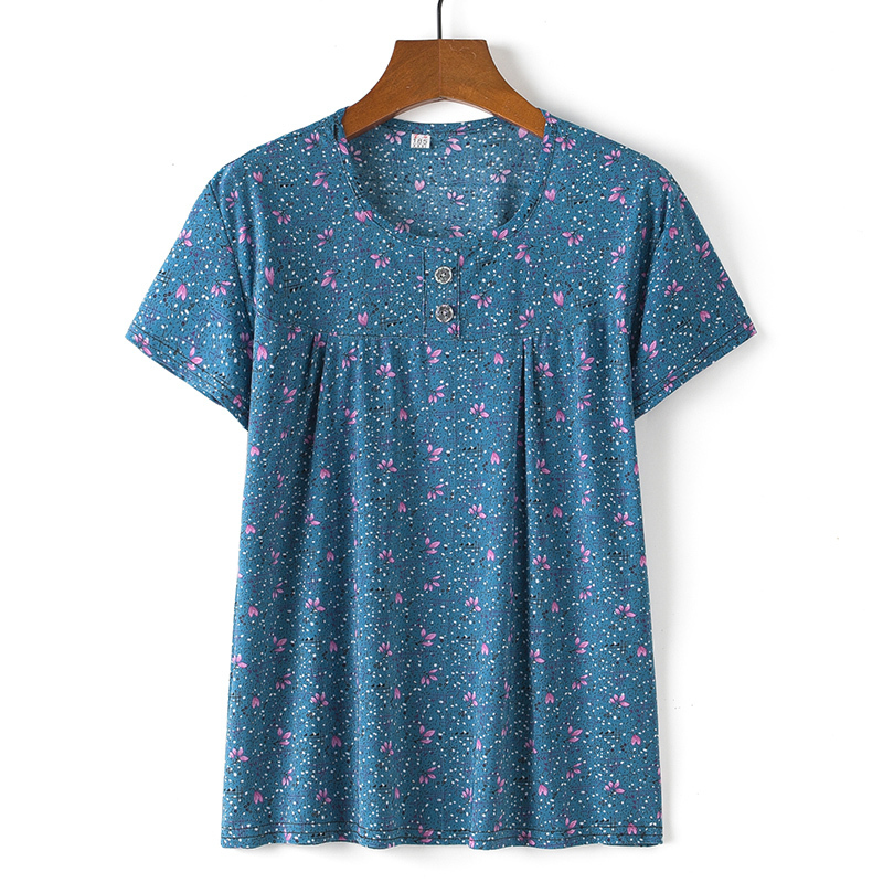 Middle-aged and elderly short-sleeved cotton silk thin shirt (2XL-4XL size 4 color (top)) [After placing an order, please contact customer service to confirm the shipping size]