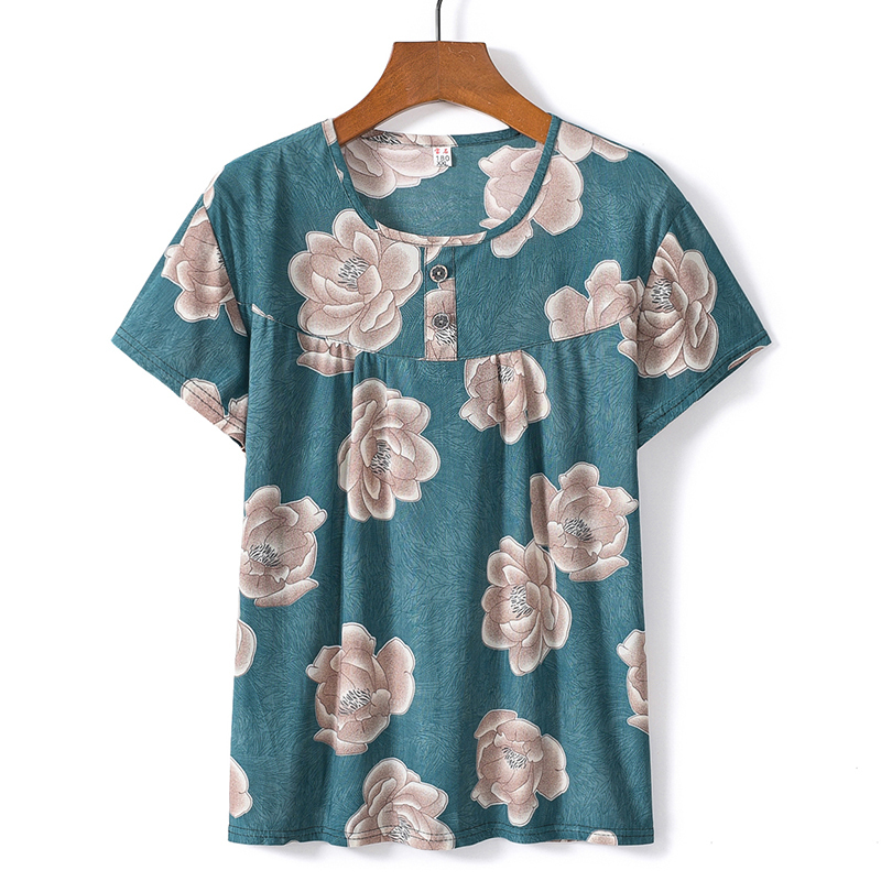 Middle-aged and elderly short-sleeved cotton silk thin shirt (2XL-4XL size 7 color (top)) [After placing an order, please contact customer service to confirm the shipping size]