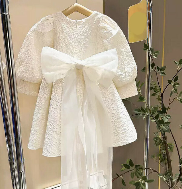 Design Bow Mesh Dress #Single Piece (Apricot Color) (M-4XL Size) (Contact customer service to confirm size after placing an order) 