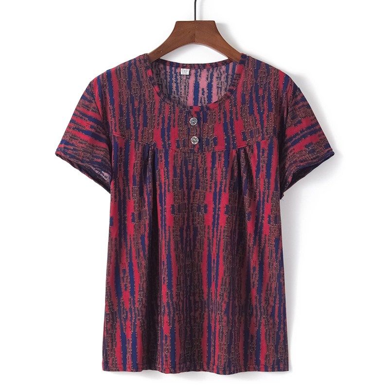 Middle-aged and elderly short-sleeved cotton silk thin shirt (2XL-4XL size 9 color (top)) [After placing an order, please contact customer service to confirm the shipping size]