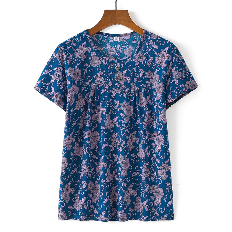 Middle-aged and elderly short-sleeved cotton thin shirt (2XL-4XL size 10 color (top)) [Please contact customer service to confirm the shipping size after placing an order]