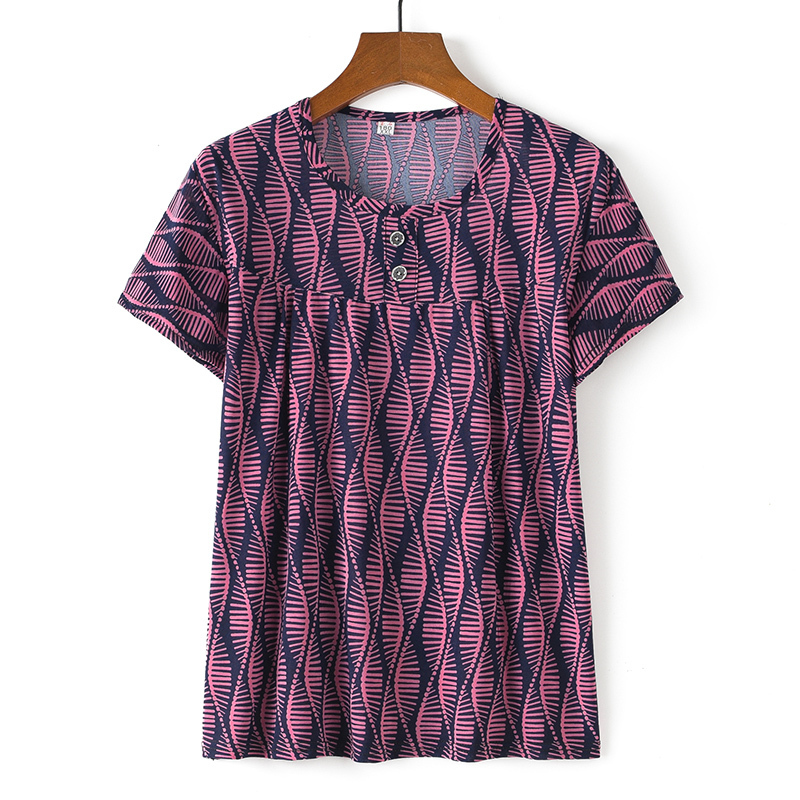 Middle-aged and elderly short-sleeved cotton silk thin shirt (2XL-4XL size 11 color (top)) [After placing an order, please contact customer service to confirm the shipping size]