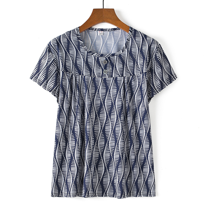 Middle-aged and elderly short-sleeved cotton silk thin shirt (2XL-4XL size 13 color (top)) [After placing an order, please contact customer service to confirm the shipping size]
