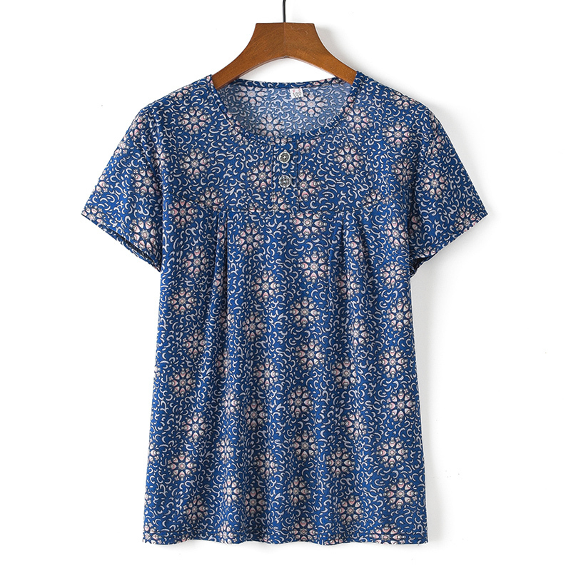 Middle-aged and elderly short-sleeved cotton silk thin shirt (2XL-4XL size 14 color (top)) [After placing an order, please contact customer service to confirm the shipping size]
