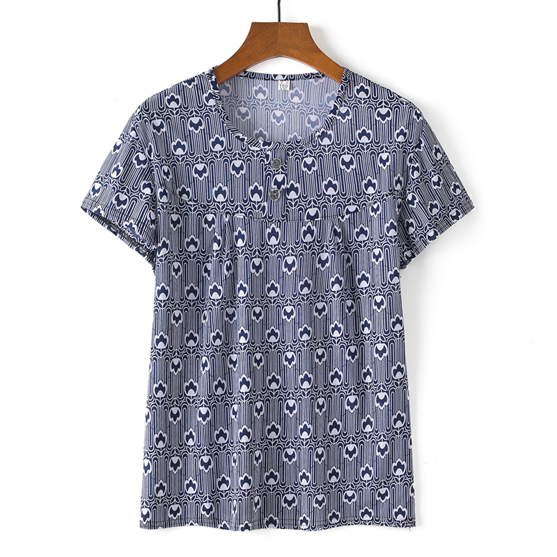 Middle-aged and elderly short-sleeved cotton silk thin shirt (2XL-4XL size 15 color (top)) [After placing an order, please contact customer service to confirm the shipping size]