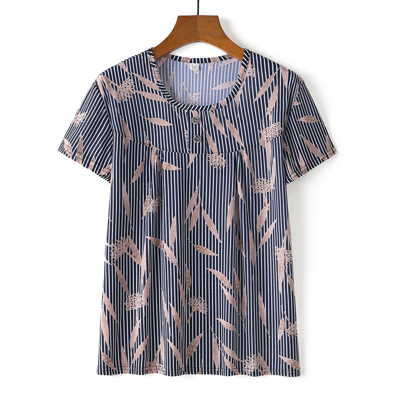 Middle-aged and elderly short-sleeved cotton silk thin shirt (2XL-4XL size 17 color (top)) [After placing an order, please contact customer service to confirm the shipping size]