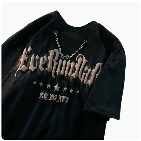 Necklace T-shirt man (black [size M_2XL] (contact customer service to confirm the shipping size after placing an order))