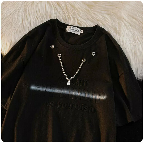 Necklace T-shirt man (black [size M_2XL] (contact customer service to confirm the shipping size after placing an order))