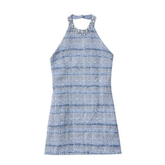 Hot selling halterneck beaded dress [Blue] [Size S-L] (please contact customer service to confirm the delivery size after placing the order)