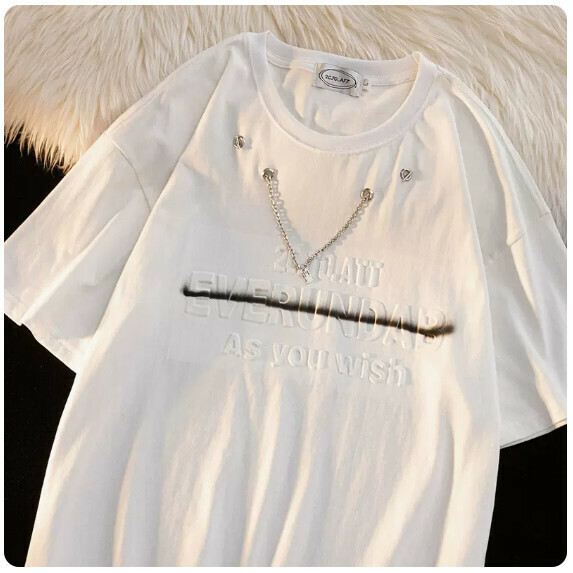 Necklace T-shirt man (white.[size M_2XL] (contact customer service to confirm the shipping size after placing an order))