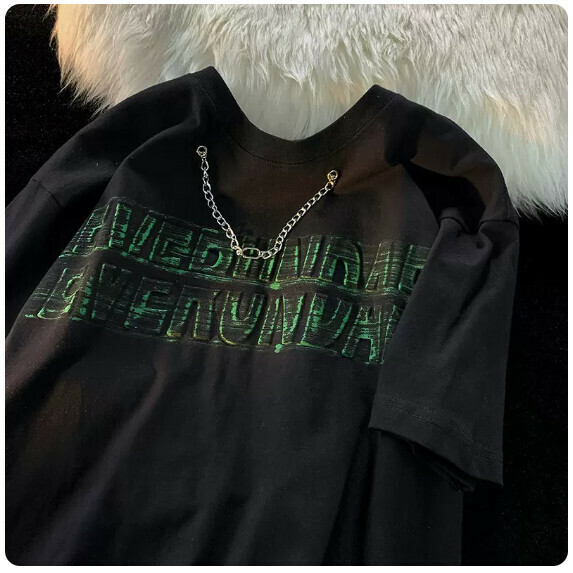 Necklace T-shirt man (black...【M_2XL size】(Contact customer service to confirm the shipping size after placing an order))