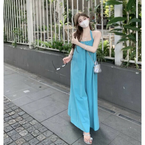 Hot selling backless halterneck suspender dress [green] [one size fits all]