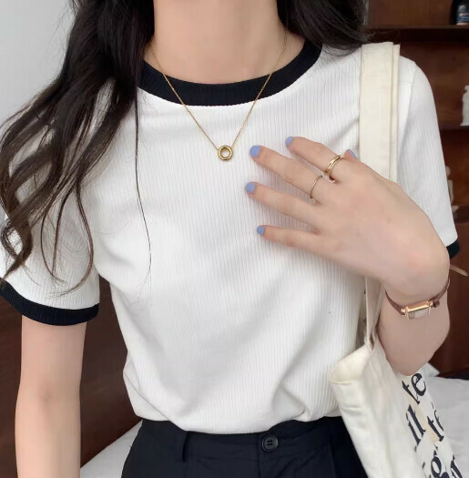 Slim Fit Short Sleeve T-Shirt (White One-size-fits-all)