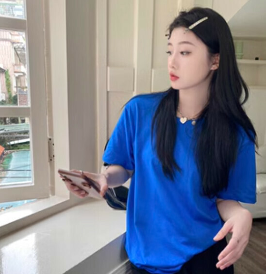 Cotton Women's T-Shirt (Royal Blue S-4XL Contact Customer Service to Confirm Shipping Size after Placing an Order)