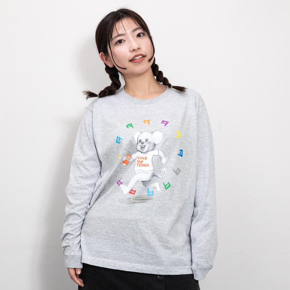 漫☆畫太郎×TENGA 彩色文字DOKUMI 長袖T恤 灰