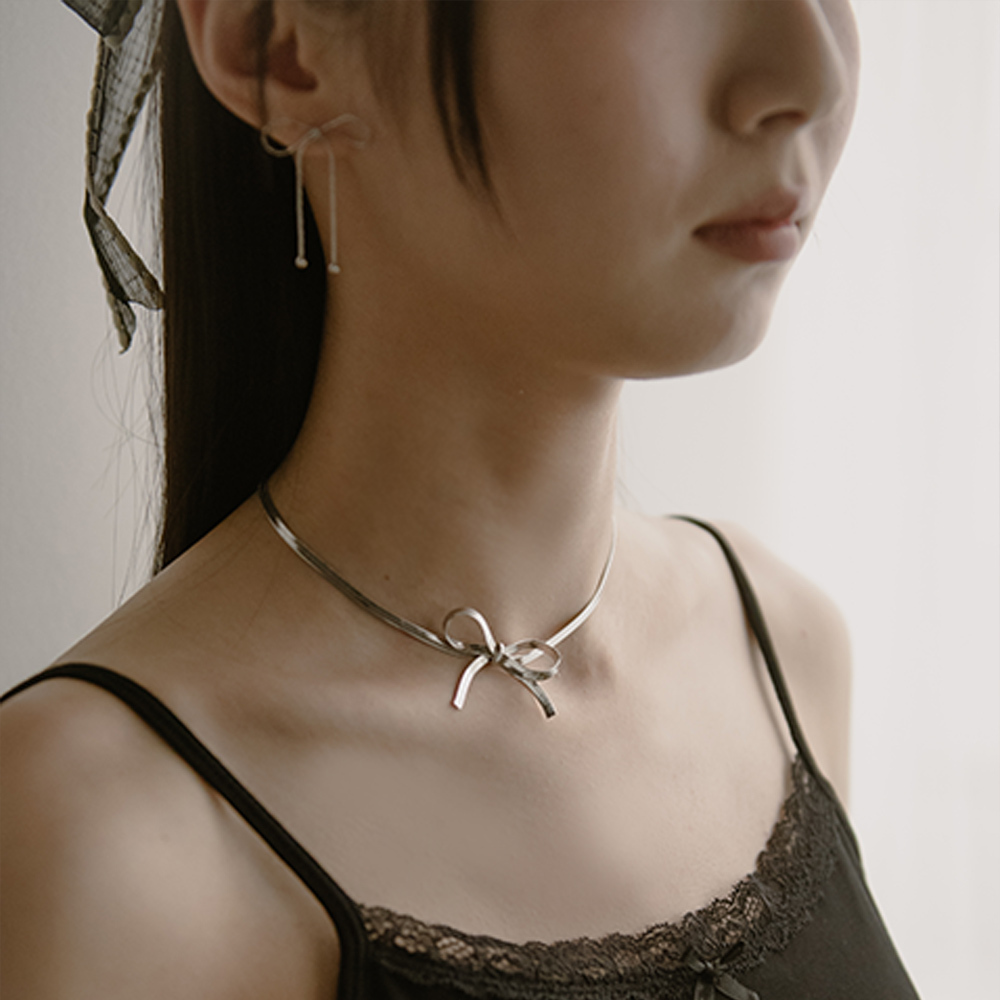 Wide Snake Bone Ribbon Ribbon Necklace【07040374】in stock+pre-order